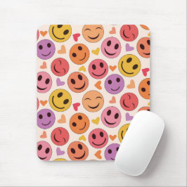 Mousepad Rostos felizes sorridentes e coloridos com padrão