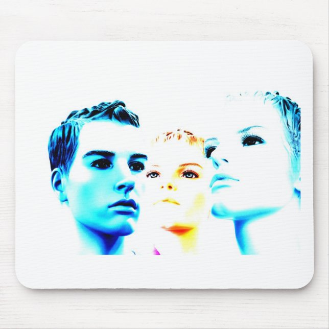 Mousepad Rostos legais (três) amigos, design minimalista (Frente)