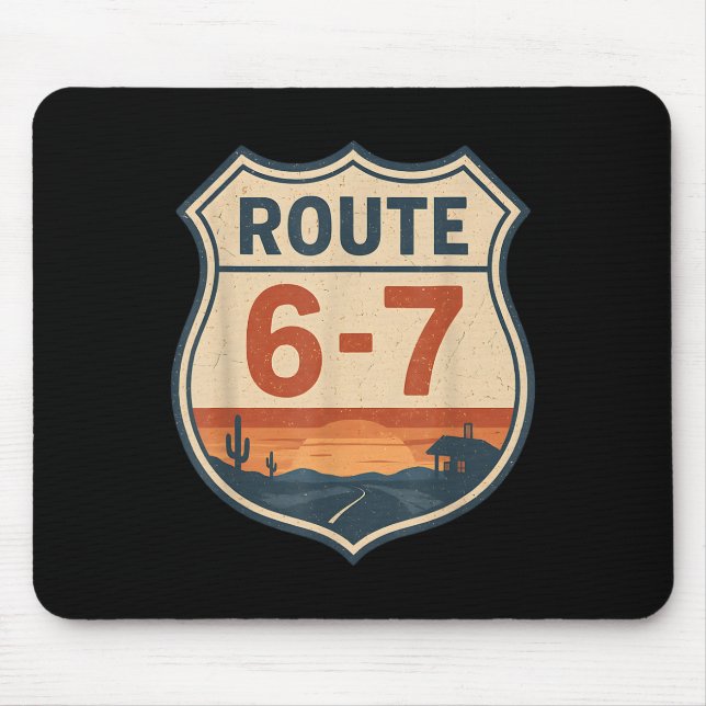 Mousepad Rota 6-7 Meme Engraçado Retro Antigo Sinal de Estr (Frente)