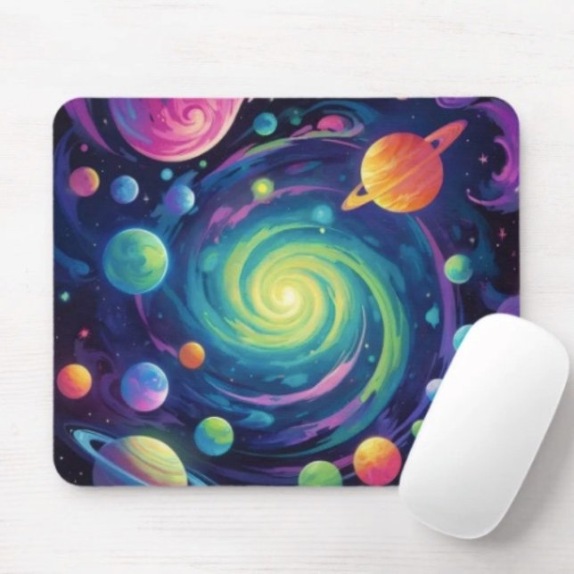 Mousepad Rotação Planetária  (Space Mousepad mousepad durable dust and stain resistant non -slip rubber backing. )