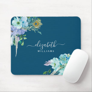 Mousepad Roteiro botânico da folha floral da hortelã dos