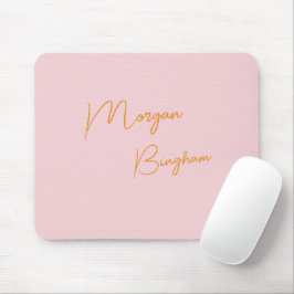 Mousepad Roteiro de monograma minimalista rosa