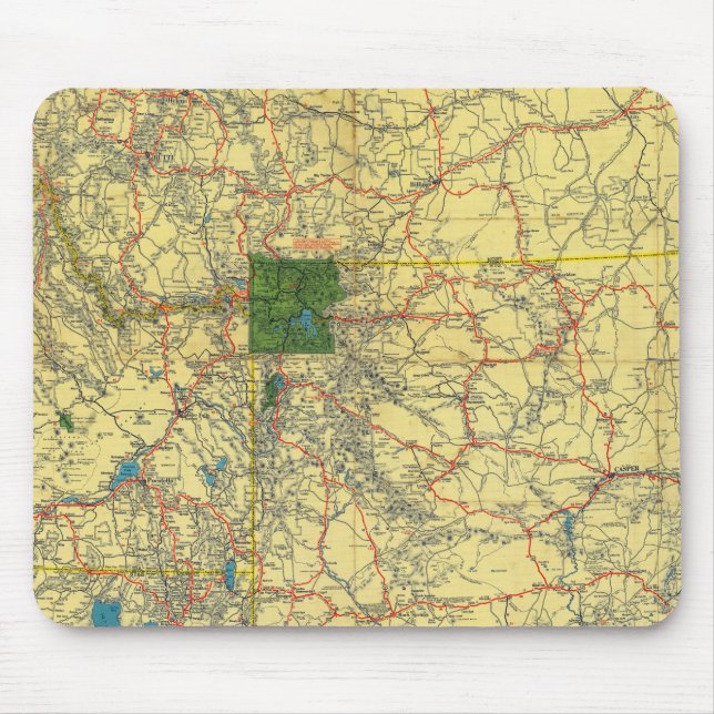Mousepad Roteiro Idaho, Mont, mapa Wyo (Frente)