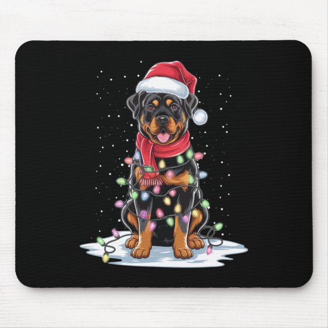 Mousepad Rottweiler Cachorro Noel Hábor Árvore de Natal Lev (Frente)