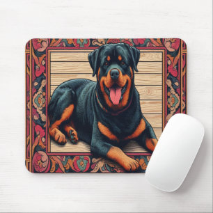 Mousepad Rottweiler Cão 3D Borda Na moda Colorida