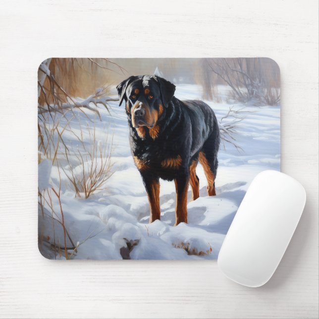 Mousepad Rottweiler Deixe Nevar Natal (Com mouse)