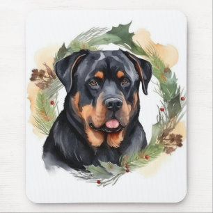 Mousepad Rottweiler Rua de Natal Festivo