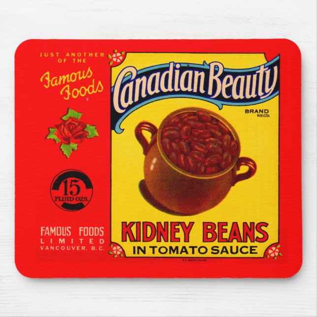Mousepad Rótulo canadense Beauty rim beans 1930 (Frente)