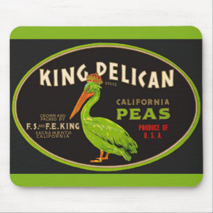 Mousepad Rótulo da caixa de ervilhas do Pelican California