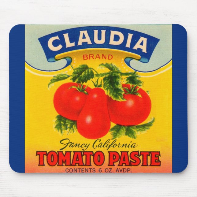 Mousepad Rótulo da pasta de tomate Claudia 1930 (Frente)