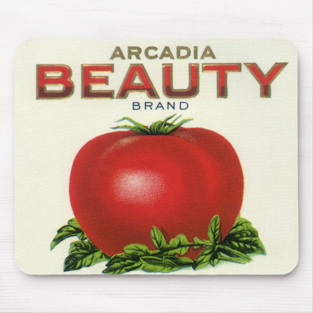 Mousepad Rótulo de Caixa de Frutas Antigas, Tomates Arcadia (Frente)