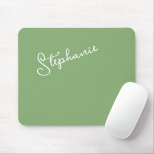 Mousepad Rótulo de Nome Personalizado em Verde Sage Minimal