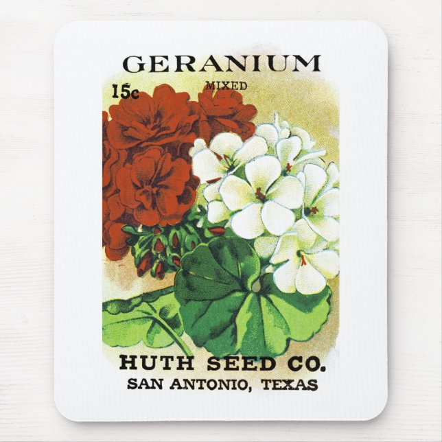 Mousepad Rótulo de Pacote de Semente Geranium (Frente)