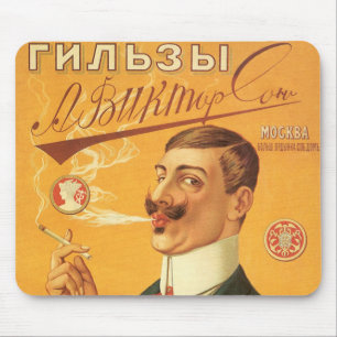Mousepad Rótulo de Produto Antigo, Tabaco de Cigarro Russo