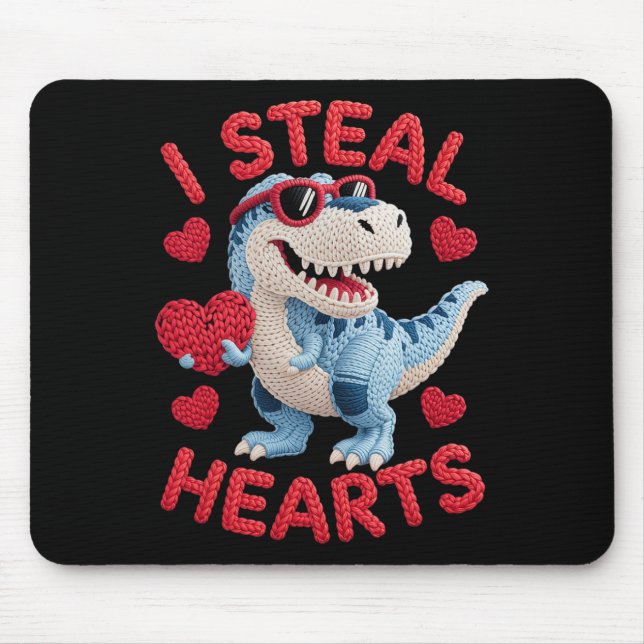 Mousepad Roubo Corações Roupa de Dinossauro Fofo para Crian (Frente)