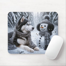 Mousepad Rouco e boneco de neve em Winter Woods