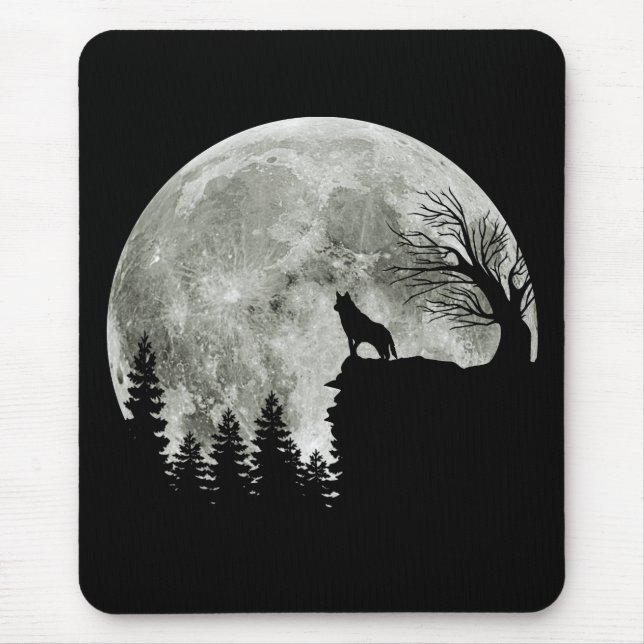 Mousepad Rouco Em Montanha, Lua De Halloween Spooky (Frente)