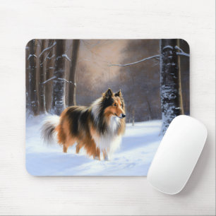 Mousepad Rough Collie Deixe Nevar Natal