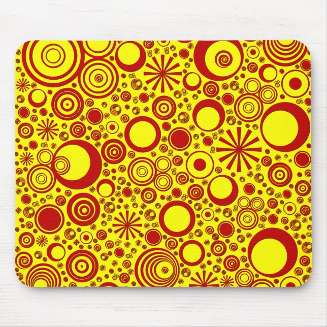 Mousepad Rounds, Pad do mouse vermelho amarelo do computado (Frente)