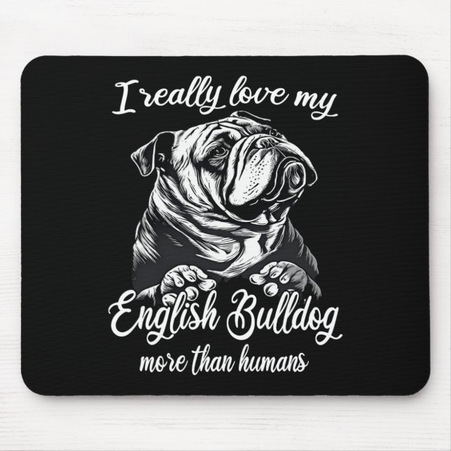 Mousepad Roupa Buldogue Ama Meu Buldogue Inglês (Frente)