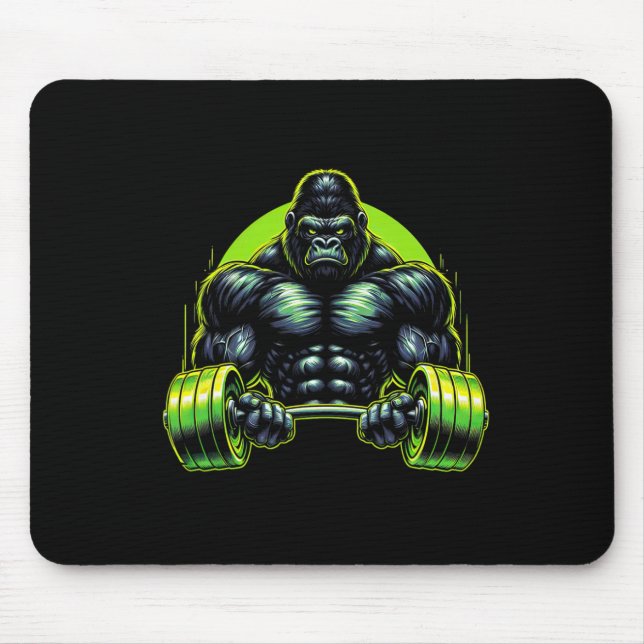 Mousepad Roupa de Academia de Macaco Gorila Motivação de Tr (Frente)