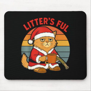 Mousepad Roupa de Natal para Gato Cheia de Ninhada Cansada