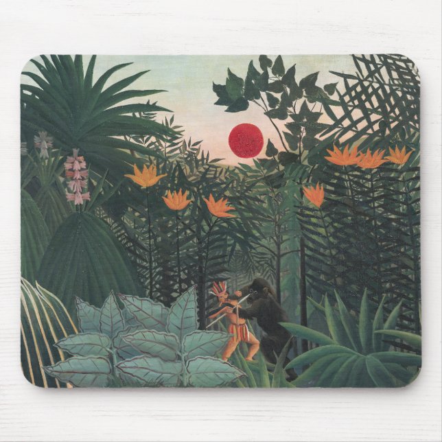 Mousepad Rousseau - Paisagem Tropical, Índio e Gorila (Frente)