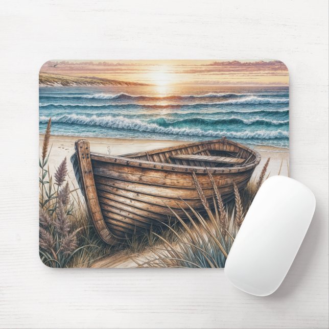 Mousepad Rowboat Rustic Wooden (Com mouse)