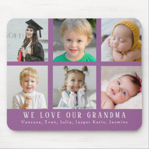 Mousepad Roxo Amo Nossa Avó Colagem de Fotografias do Vovô