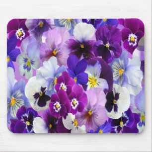 Mousepad Roxo Azul Branco Pensamento Floral Flores
