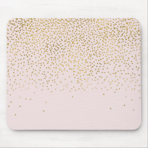 Mousepad Roxo Bege e Confetes Dourados Glam Moderno Tendênc