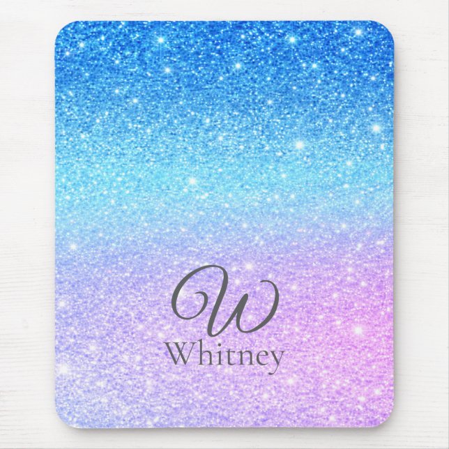Mousepad Roxo Chic Ombre Azul Brilho Moderno (Frente)