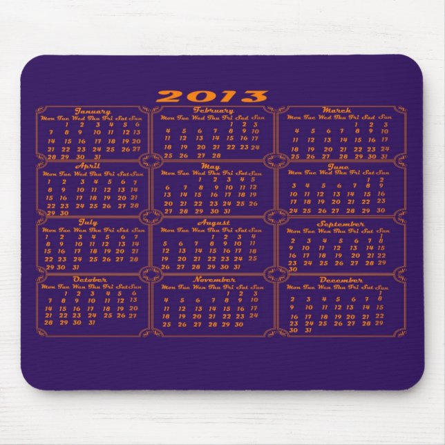 Mousepad Roxo do calendário 2013 (Frente)