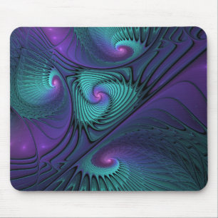 Mousepad Roxo encontra Arte Fractal abstrato Turquesa moder