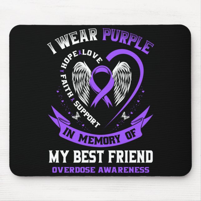 Mousepad Roxo masculino em memória de amigo overdose de dro (Frente)