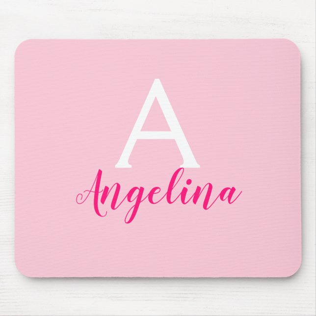 Mousepad Roxo Menina Cor-de-rosa, Branco & Rosa Quente Mono (Frente)