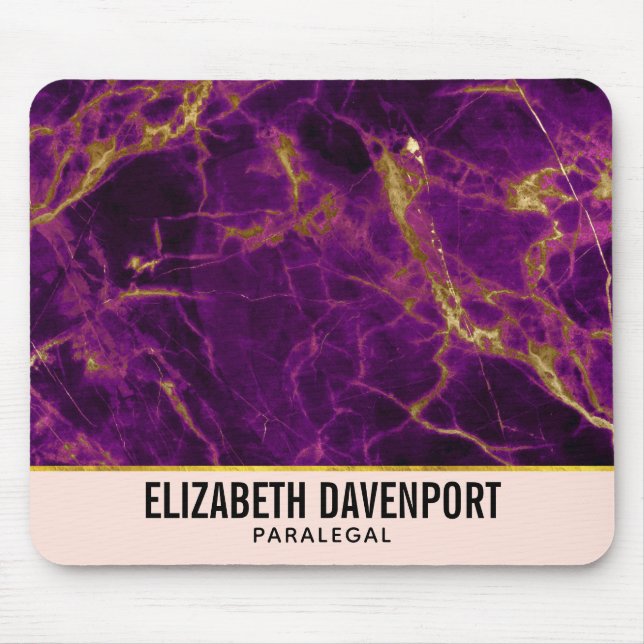 Mousepad Roxo Moderno e Dourado Abstrato Marble (Frente)
