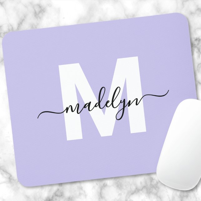 Mousepad Roxo Nome Inicial Monograma (Purple Initial Name Monogram Mouse Pad )