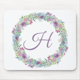 Mousepad Roxo Verde Rosa Monograma Inicial