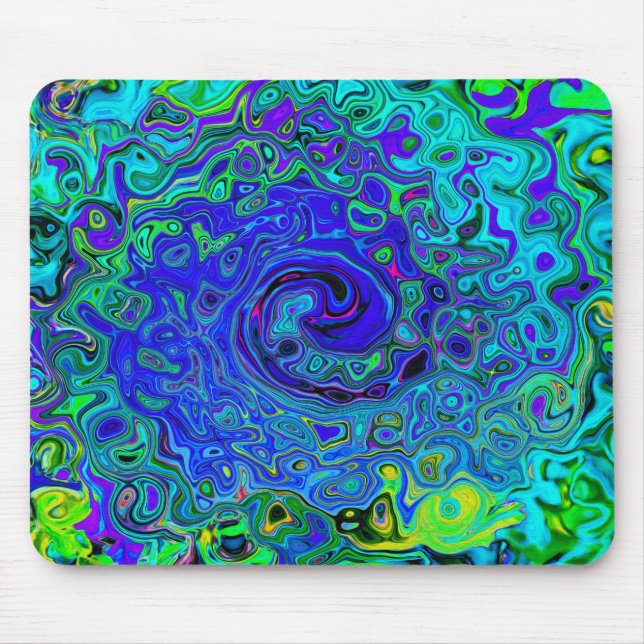 Mousepad Roxo Violeta Azul Abstrato Retro Líquido Turbilhão (Frente)