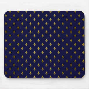 Mousepad Royal Blue Fleur De Lis Pattern