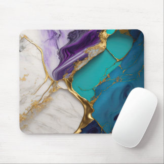 Mousepad Royal Teal & Amethyst Marble with Gold Veins