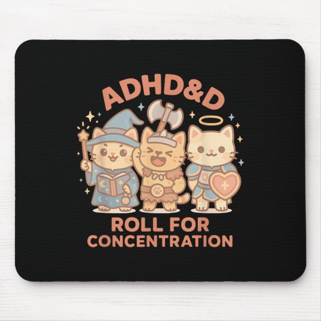 Mousepad Rpg Gamer Adhd&amp;d Roll Para Geek De Concentraçã (Frente)