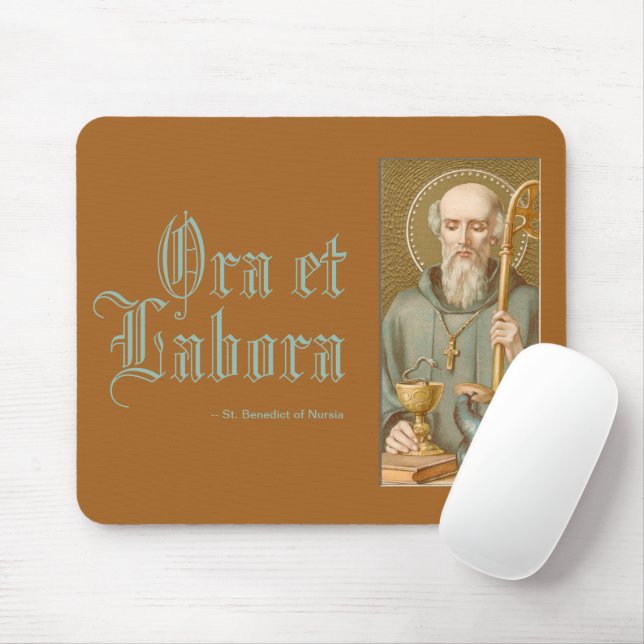 Mousepad Rua. Bento da Nursia (JM 07; Latim Motto) (Com mouse)
