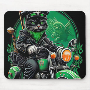 Mousepad Rua de bicicleta Black Cat Dirigindo. Dia de Patri