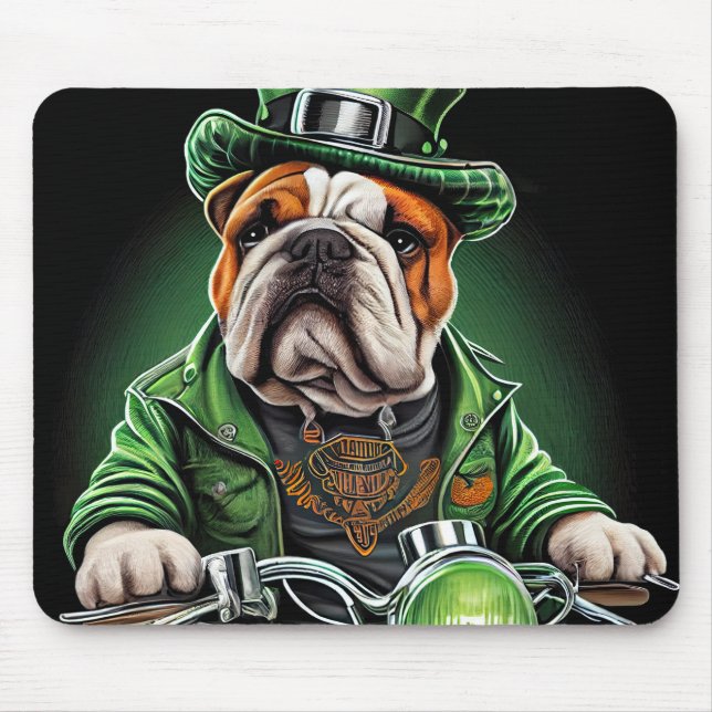Mousepad Rua de bicicleta de Bulldog, Dia de Patrick (Frente)