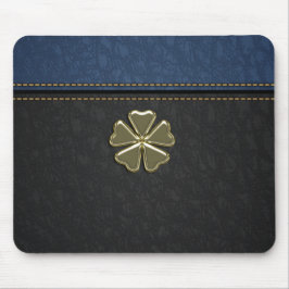 Mousepad Rua de Shamrock. Dia de Patrick, Couro Negro Azul