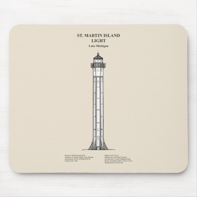 Mousepad Rua. Farol Martin Island - Michigan - SBD (Frente)