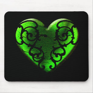 Mousepad Rua Gótico, Coração Verde Dia de Patrick