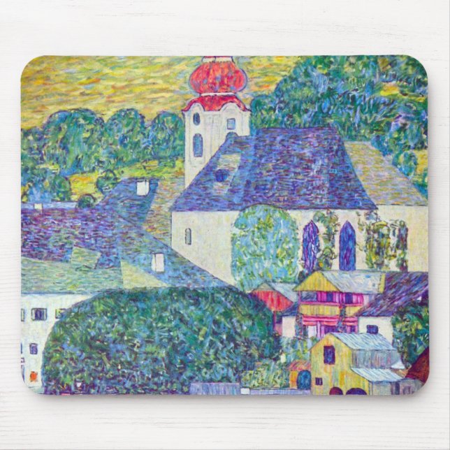 Mousepad Rua: Igreja Wolfgang por Gustav Klimt, Arte Vitori (Frente)